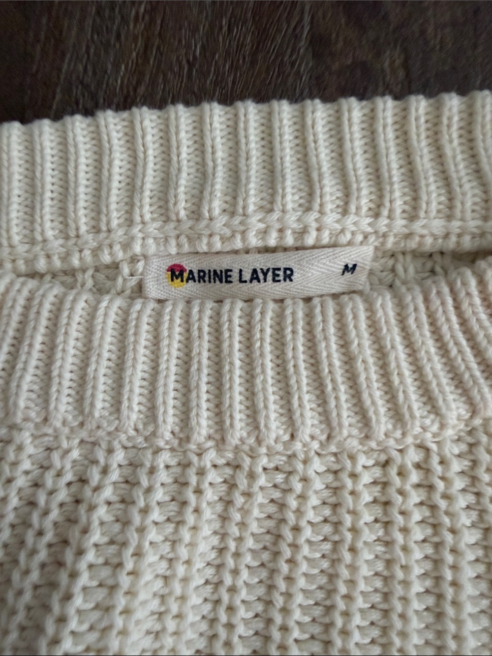 Marine Layer Devon Sweater Vest Chunky Cotton Knit Breathable Cream Medium R83 - Picture 3 of 8